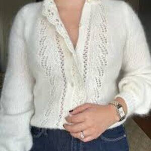 Sezane Angie Cardigan, Ecru, Size Small